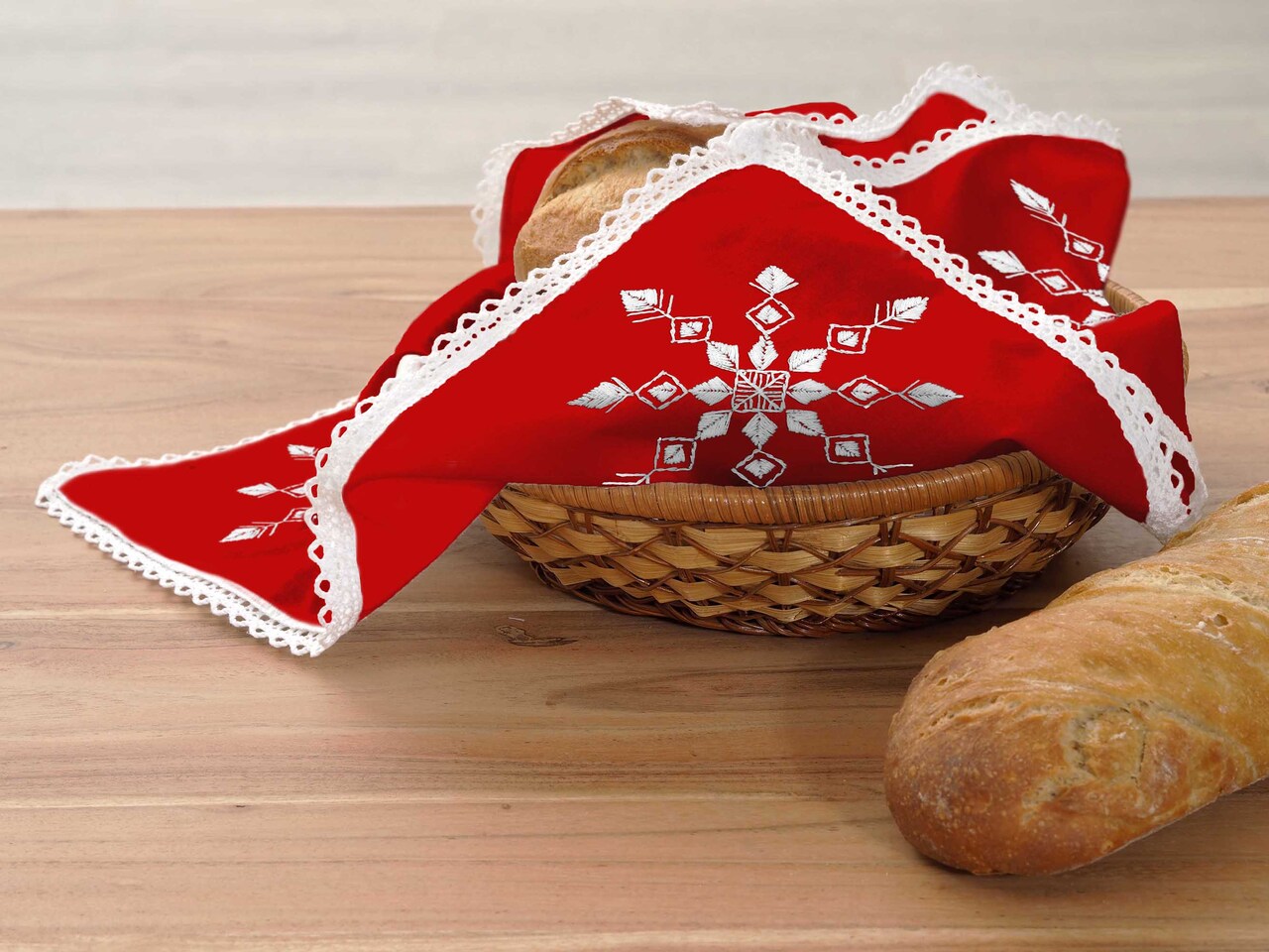 Leisure Arts Bread & Basket Cloth 15.7"X15.7" Snowflake, Stamp Embroidery Cloth, Bread Cloth, Tea Towels For Bread, Towel, Cloth Cover, Pastry